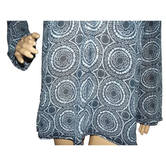 Michael Kors Tunic Blouse Womens Size Medium blue sequin geometric print v-neck - Picture 5 of 11